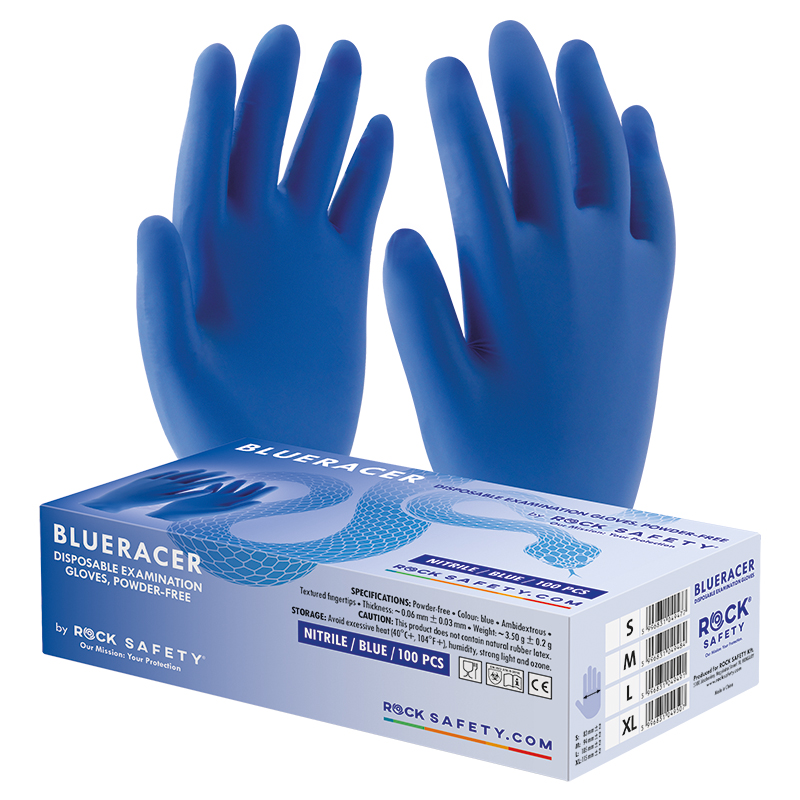 Egyszerhasználatos nitril vizsgálókesztyű (BLUERACER)