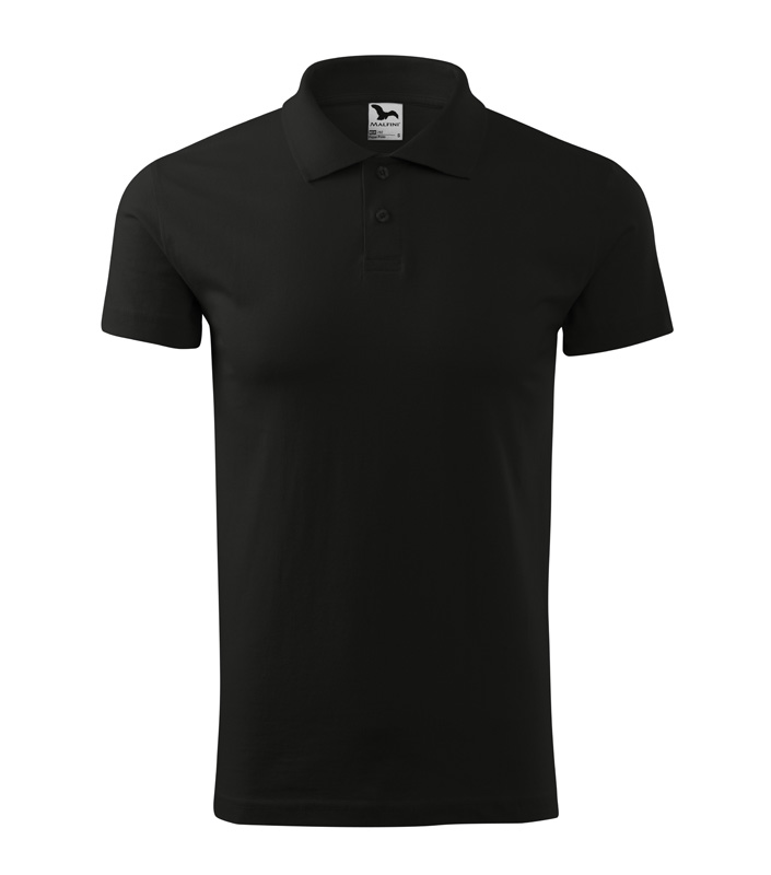 Férfi galléros póló, fekete, 180 g/m²
