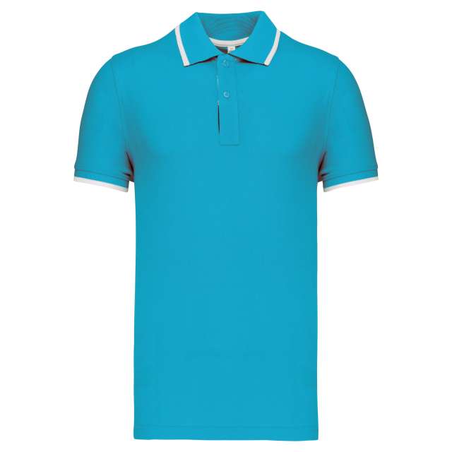 FÉRFI RÖVID UJJÚ GALLÉROS PÓLÓ – Light Turquoise/White/Navy |