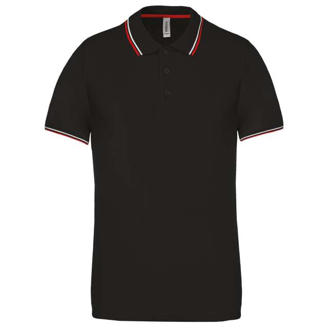 FÉRFI RÖVID UJJÚ GALLÉROS PÓLÓ – Black/Light Grey/White |