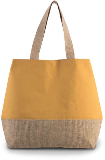 BEVÁSÁRLÓ TÁSKA JUTA ÉS PAMUT KEVERÉKBŐL – Cumin Yellow/Natural | U